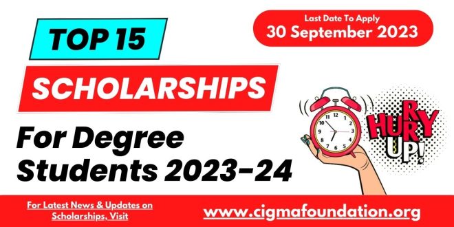 Top 15 scholarships For Degree Students 2023-24